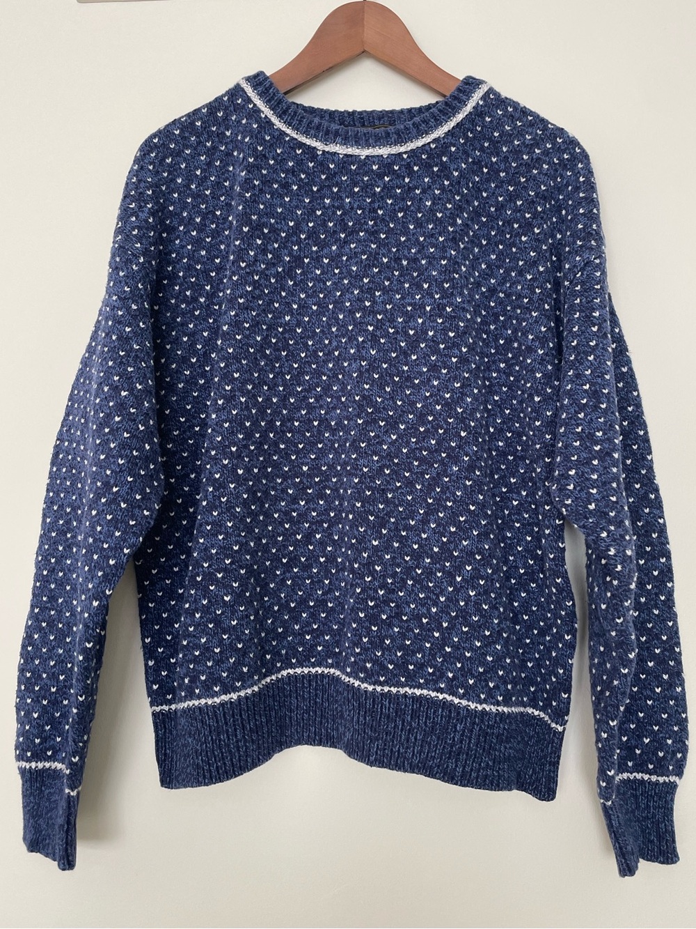 Vintage Eddie Bauer Birdseye Knit Cotton Sweater 90s Blue USA Crewneck Unisex